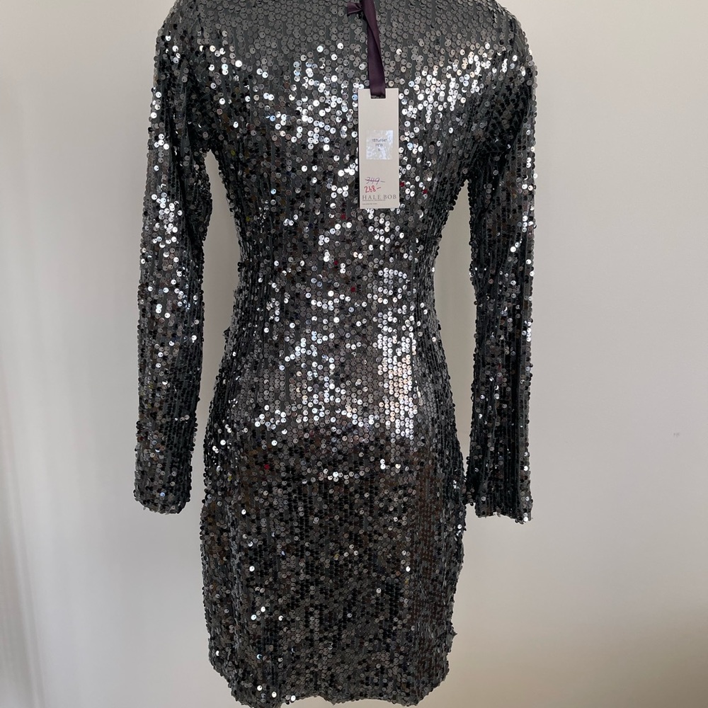 Hale Bob Glittering Black Sequin Mini Dress - Picture 4 of 10